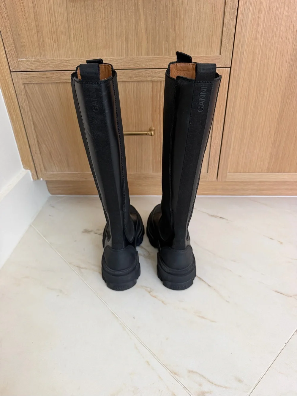 GANNI Cleated Knee-High Chelsea Boots (ONLY WORN ONCE - LIKE NEW!)